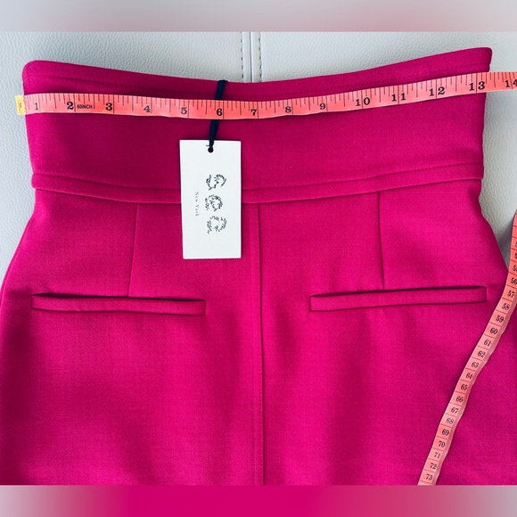 NWT! sea NY Wool Traditions A-Line Zip Skirt FUCHSIA Contrast red satin lining 0 - Picture 9 of 14